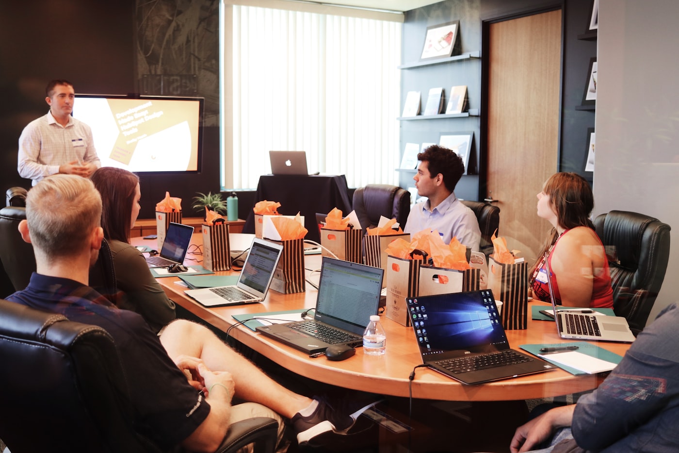 Business discussion in an office